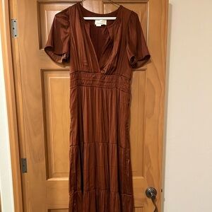 Anthropologie Chocolate Brown Maxi Dress